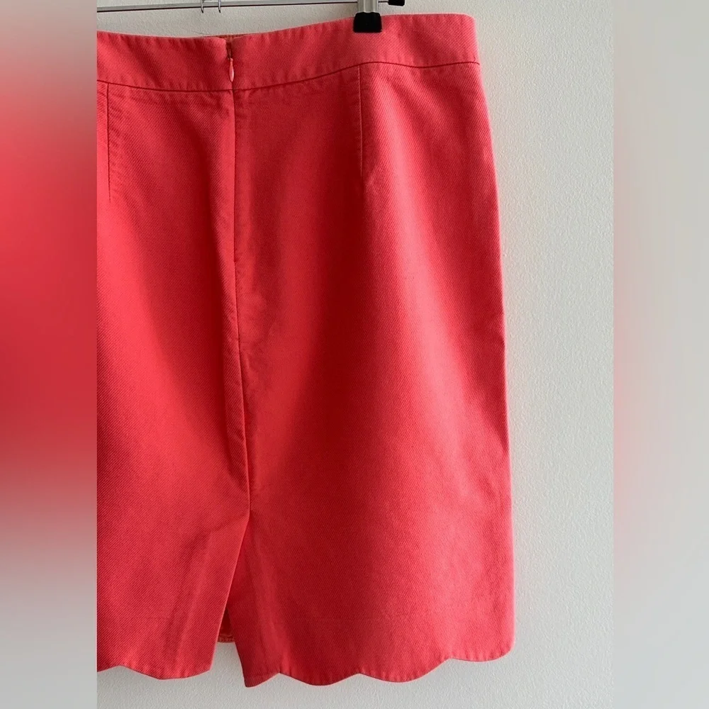 J. By J. Crew Coral Salmon Solid Pencil Skirt with Scalloped Hem, Size 4